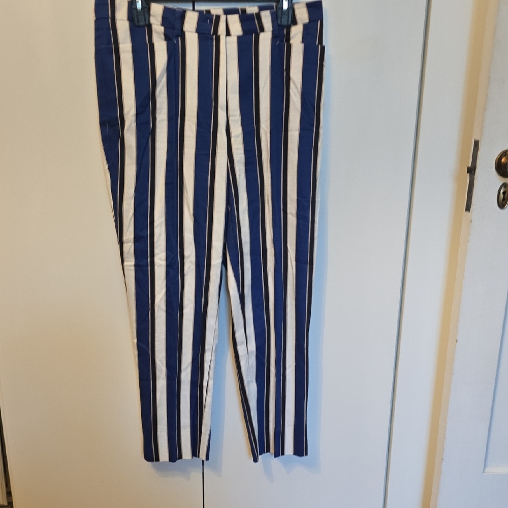 St. Emile Women's Navy and White Striped Trousers